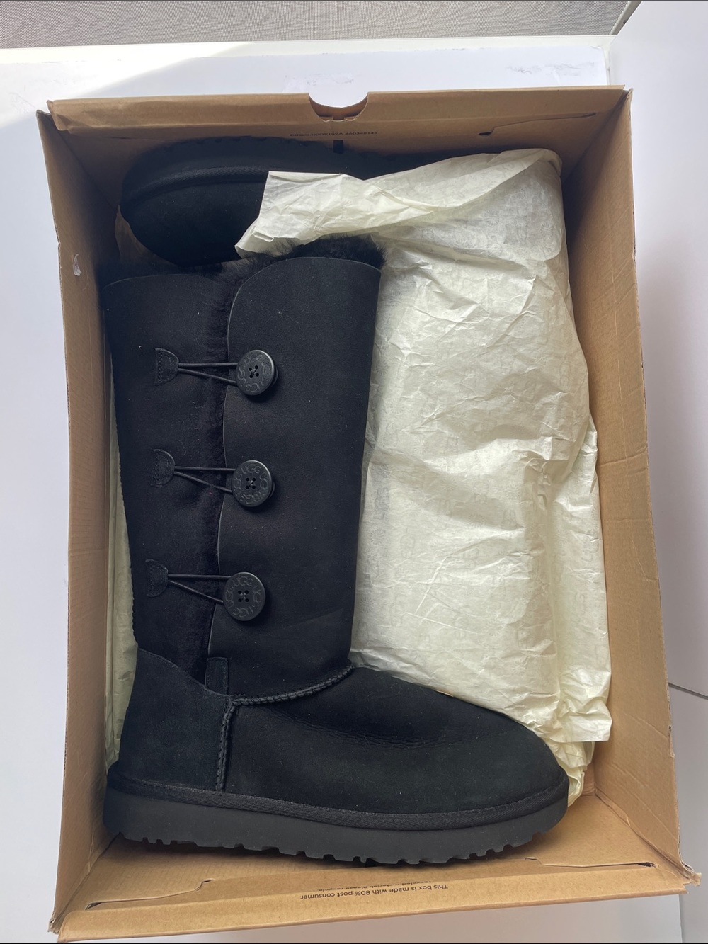 UGG NIB Bailey Button Triplet II: Black Women's Tall Suede Boots